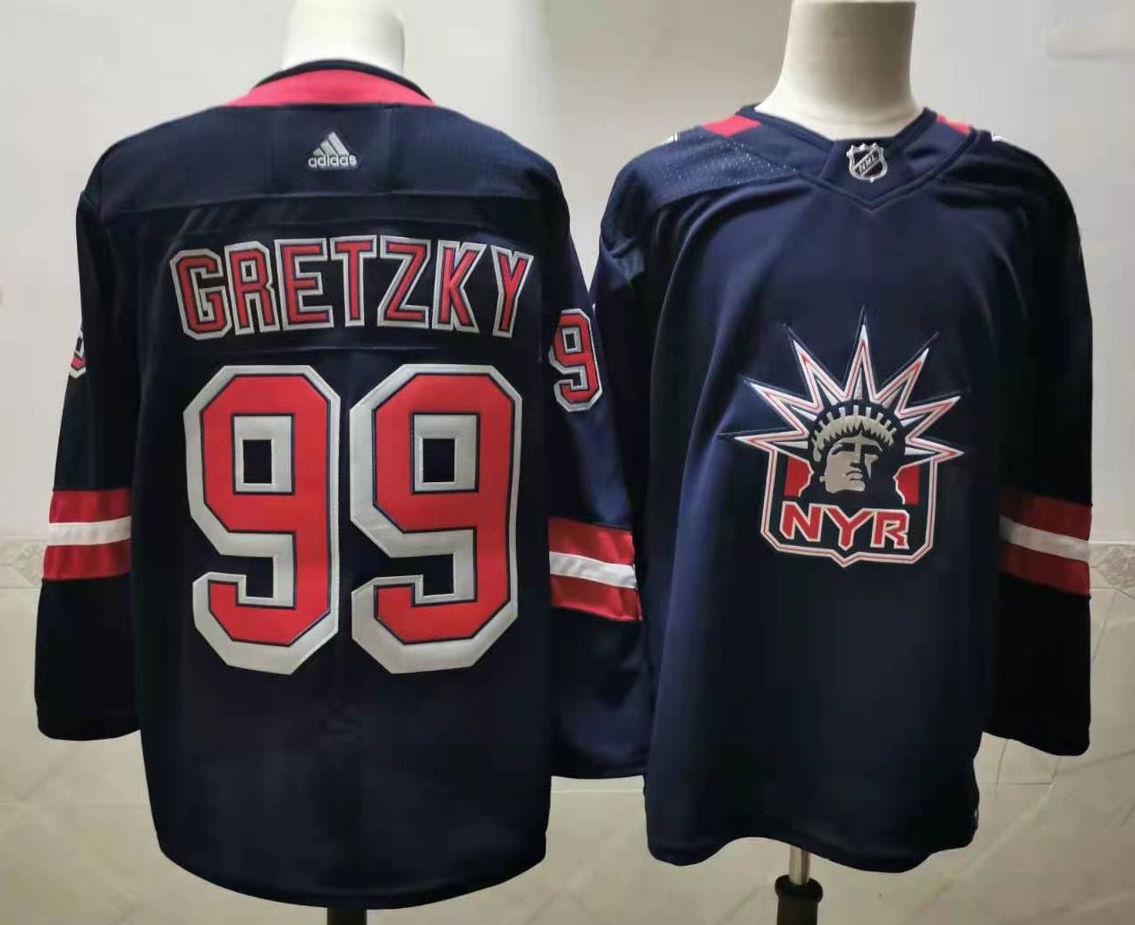 Men New York Rangers #99 Gretzky Navy Authentic Stitched 2020 Adidias NHL Jersey